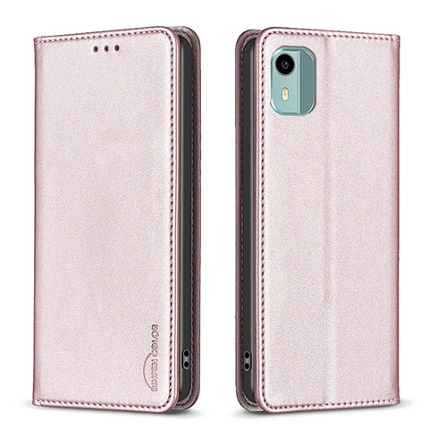 Funda de Cuero Cartera con Soporte Carcasa B23F para Nokia C12 Oro Rosa