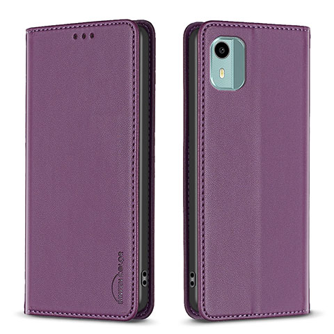 Funda de Cuero Cartera con Soporte Carcasa B23F para Nokia C12 Plus Morado