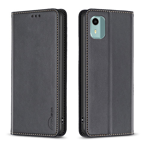 Funda de Cuero Cartera con Soporte Carcasa B23F para Nokia C12 Plus Negro