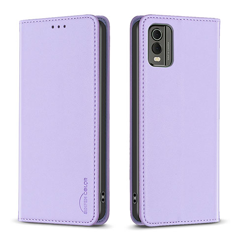 Funda de Cuero Cartera con Soporte Carcasa B23F para Nokia C210 Purpura Claro