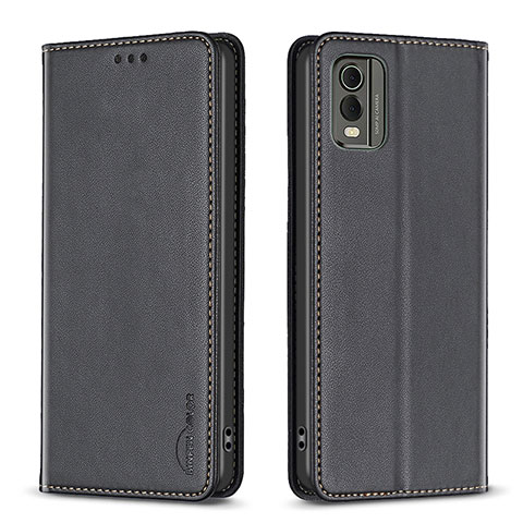 Funda de Cuero Cartera con Soporte Carcasa B23F para Nokia C32 Negro