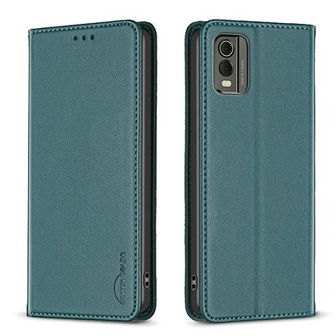 Funda de Cuero Cartera con Soporte Carcasa B23F para Nokia C32 Verde