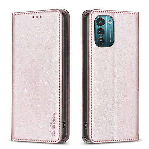 Funda de Cuero Cartera con Soporte Carcasa B23F para Nokia G21 Oro Rosa