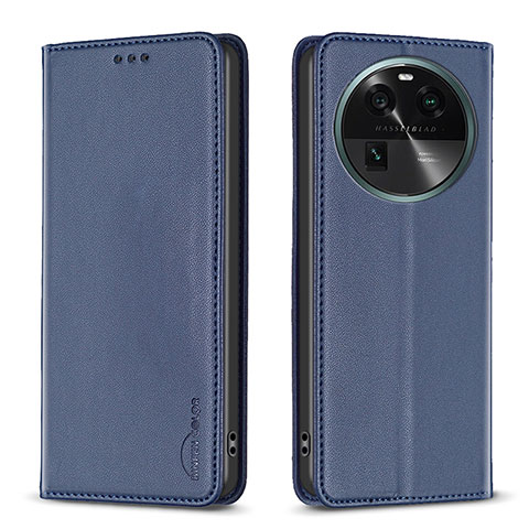 Funda de Cuero Cartera con Soporte Carcasa B23F para Oppo Find X6 Pro 5G Azul