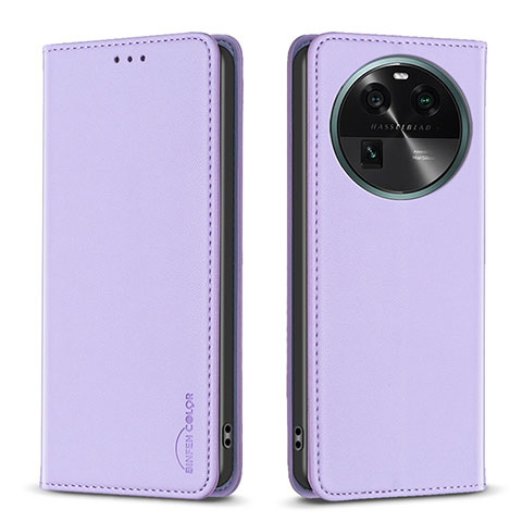 Funda de Cuero Cartera con Soporte Carcasa B23F para Oppo Find X6 Pro 5G Purpura Claro