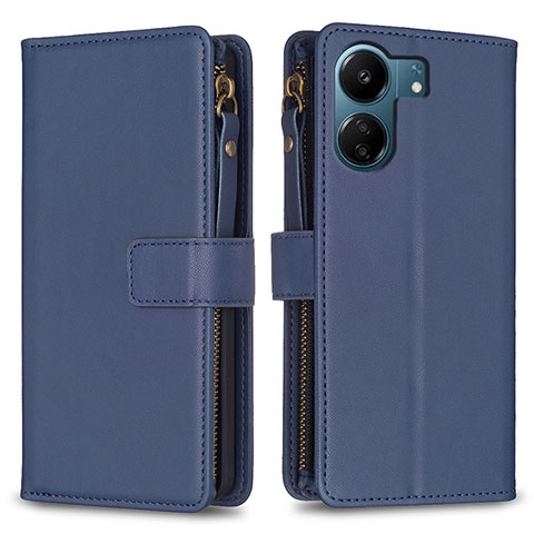 Funda de Cuero Cartera con Soporte Carcasa B23F para Xiaomi Poco C65 Azul