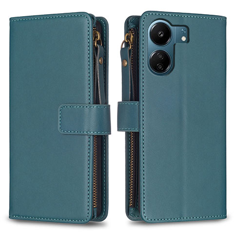 Funda de Cuero Cartera con Soporte Carcasa B23F para Xiaomi Redmi 13C Verde