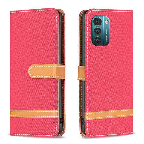 Funda de Cuero Cartera con Soporte Carcasa B24F para Nokia G21 Rojo