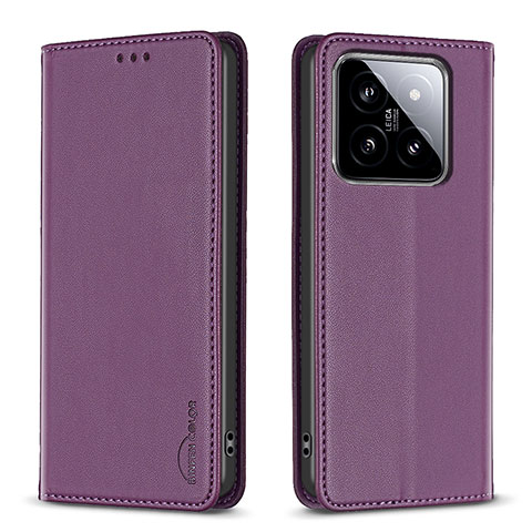 Funda de Cuero Cartera con Soporte Carcasa B24F para Xiaomi Mi 14 5G Morado