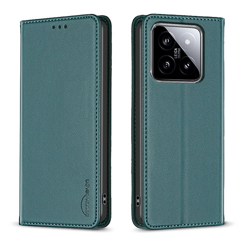 Funda de Cuero Cartera con Soporte Carcasa B24F para Xiaomi Mi 14 5G Verde