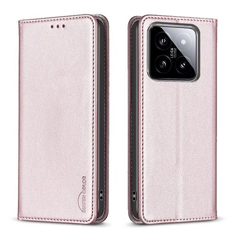 Funda de Cuero Cartera con Soporte Carcasa B24F para Xiaomi Mi 14 Pro 5G Oro Rosa