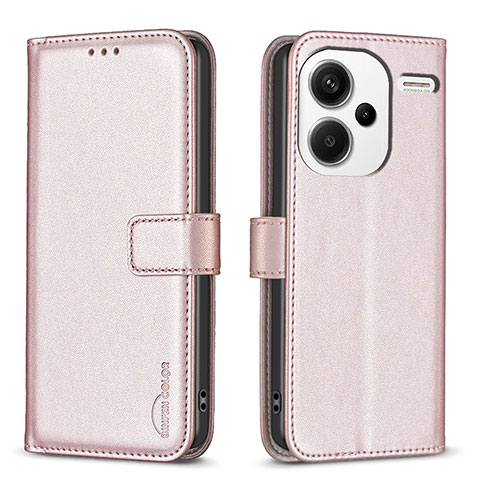 Funda de Cuero Cartera con Soporte Carcasa B24F para Xiaomi Redmi Note 13 Pro+ Plus 5G Oro Rosa