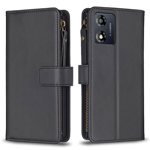 Funda de Cuero Cartera con Soporte Carcasa B25F para Motorola Moto E13 Negro