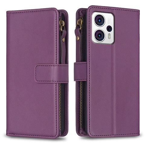 Funda de Cuero Cartera con Soporte Carcasa B25F para Motorola Moto G13 Morado