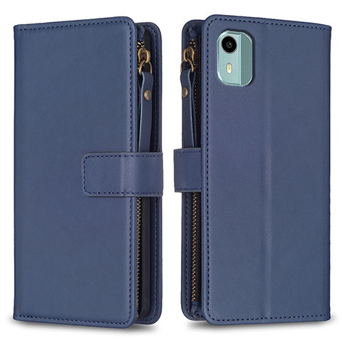 Funda de Cuero Cartera con Soporte Carcasa B25F para Nokia C12 Azul