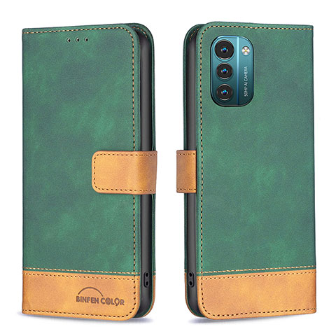 Funda de Cuero Cartera con Soporte Carcasa B25F para Nokia G11 Verde