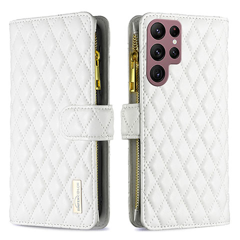 Funda de Cuero Cartera con Soporte Carcasa BF1 para Samsung Galaxy S22 Ultra 5G Blanco