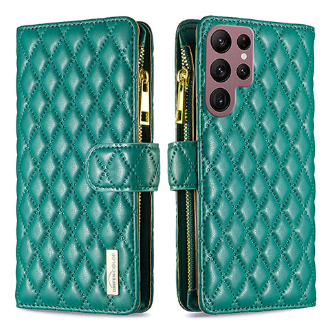 Funda de Cuero Cartera con Soporte Carcasa BF1 para Samsung Galaxy S22 Ultra 5G Verde