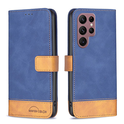 Funda de Cuero Cartera con Soporte Carcasa BF1 para Samsung Galaxy S23 Ultra 5G Azul