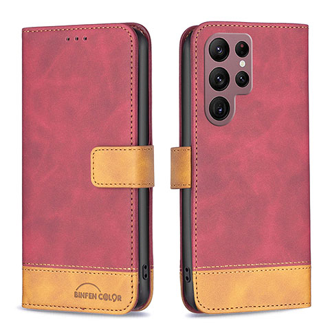 Funda de Cuero Cartera con Soporte Carcasa BF1 para Samsung Galaxy S23 Ultra 5G Rojo