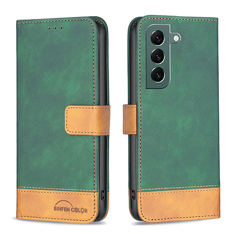 Funda de Cuero Cartera con Soporte Carcasa BF2 para Samsung Galaxy S22 5G Verde