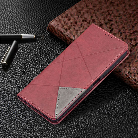 Funda de Cuero Cartera con Soporte Carcasa BF5 para Xiaomi Redmi Note 10 Pro 4G Rojo