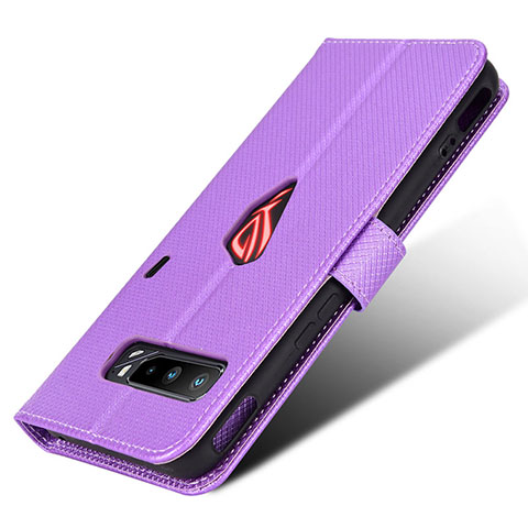 Funda de Cuero Cartera con Soporte Carcasa BY1 para Asus ROG Phone 3 Morado