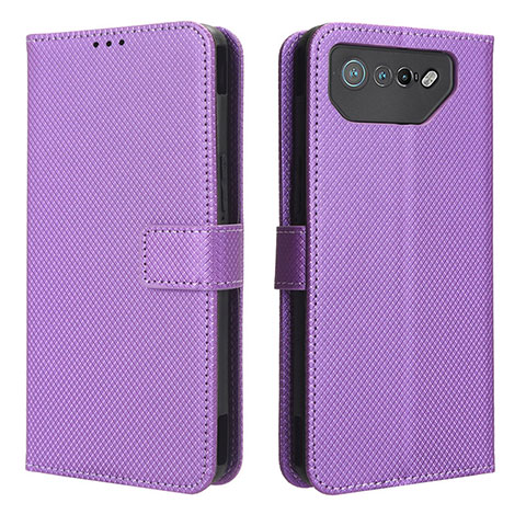 Funda de Cuero Cartera con Soporte Carcasa BY1 para Asus ROG Phone 7 Ultimate Morado