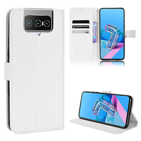 Funda de Cuero Cartera con Soporte Carcasa BY1 para Asus Zenfone 7 ZS670KS Blanco