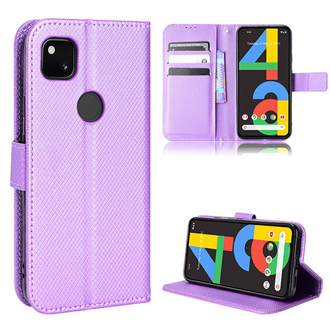 Funda de Cuero Cartera con Soporte Carcasa BY1 para Google Pixel 4a Morado