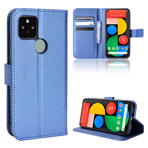 Funda de Cuero Cartera con Soporte Carcasa BY1 para Google Pixel 5 Azul