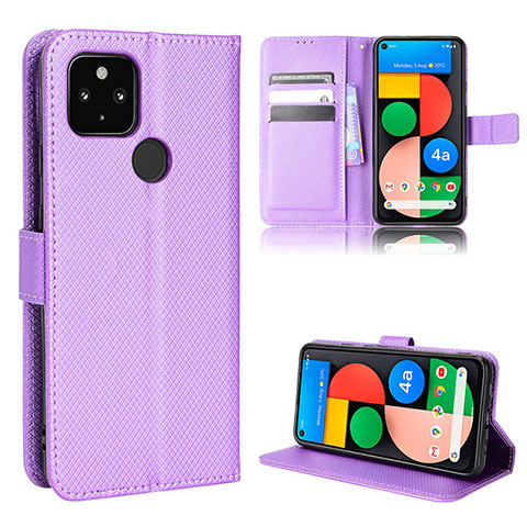 Funda de Cuero Cartera con Soporte Carcasa BY1 para Google Pixel 5 XL 5G Morado