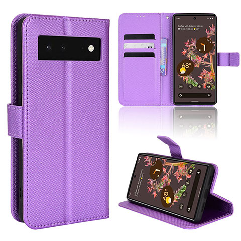 Funda de Cuero Cartera con Soporte Carcasa BY1 para Google Pixel 6 5G Morado