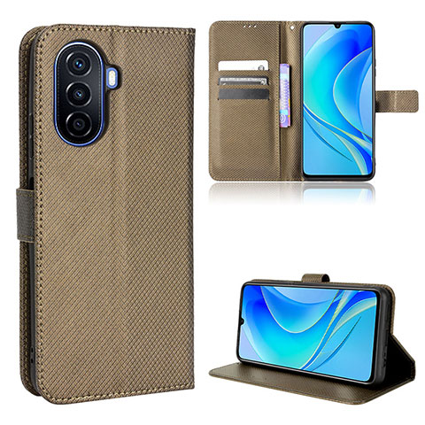 Funda de Cuero Cartera con Soporte Carcasa BY1 para Huawei Enjoy 50 Marron