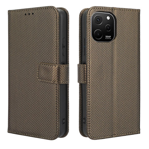 Funda de Cuero Cartera con Soporte Carcasa BY1 para Huawei Enjoy 50z Marron