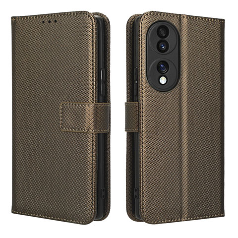 Funda de Cuero Cartera con Soporte Carcasa BY1 para Huawei Honor 70 5G Marron