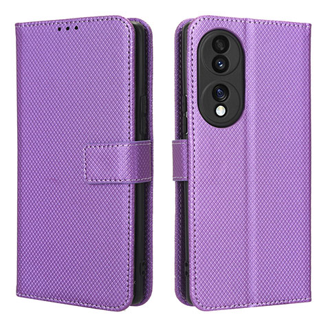 Funda de Cuero Cartera con Soporte Carcasa BY1 para Huawei Honor 70 5G Morado