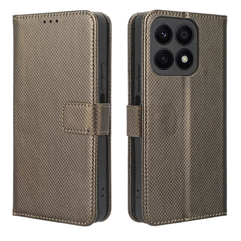 Funda de Cuero Cartera con Soporte Carcasa BY1 para Huawei Honor X8a 4G Marron