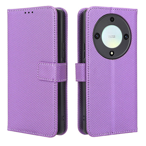 Funda de Cuero Cartera con Soporte Carcasa BY1 para Huawei Honor X9a 5G Morado