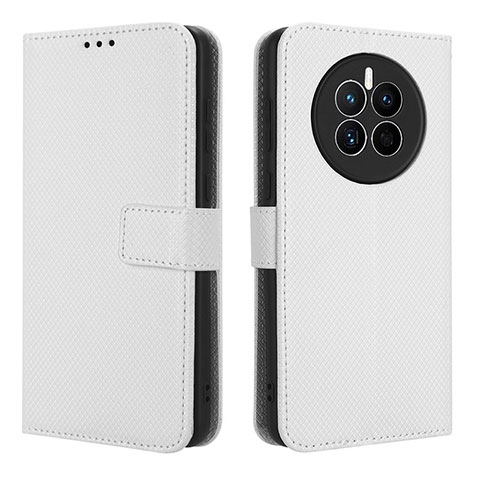 Funda de Cuero Cartera con Soporte Carcasa BY1 para Huawei Mate 50 Blanco