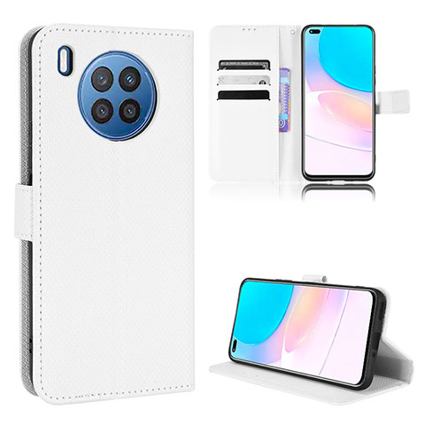 Funda de Cuero Cartera con Soporte Carcasa BY1 para Huawei Nova 8i Blanco