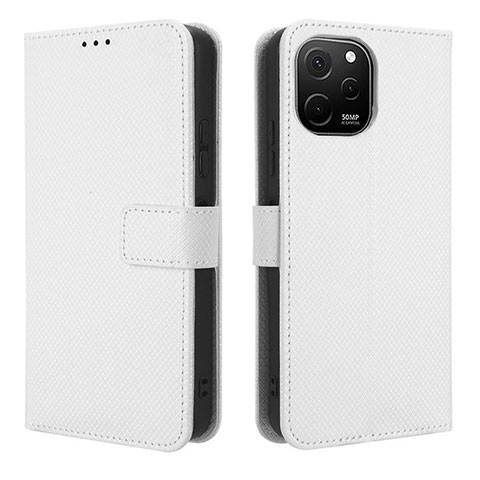 Funda de Cuero Cartera con Soporte Carcasa BY1 para Huawei Nova Y61 Blanco