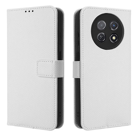 Funda de Cuero Cartera con Soporte Carcasa BY1 para Huawei Nova Y91 Blanco