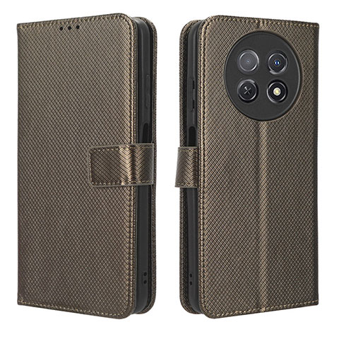 Funda de Cuero Cartera con Soporte Carcasa BY1 para Huawei Nova Y91 Marron