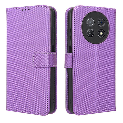 Funda de Cuero Cartera con Soporte Carcasa BY1 para Huawei Nova Y91 Morado