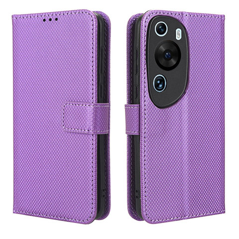 Funda de Cuero Cartera con Soporte Carcasa BY1 para Huawei P60 Art Morado