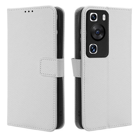 Funda de Cuero Cartera con Soporte Carcasa BY1 para Huawei P60 Blanco