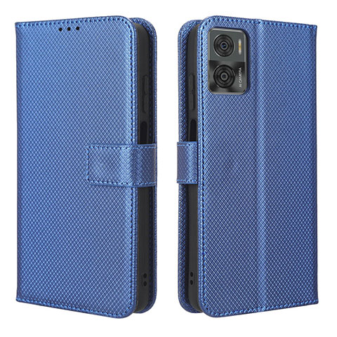 Funda de Cuero Cartera con Soporte Carcasa BY1 para Motorola Moto E22 Azul