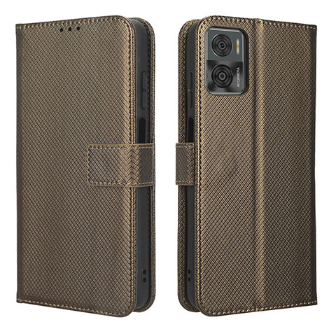 Funda de Cuero Cartera con Soporte Carcasa BY1 para Motorola Moto E22 Marron