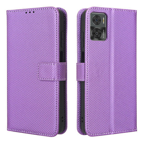 Funda de Cuero Cartera con Soporte Carcasa BY1 para Motorola Moto E22 Morado